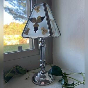 Vintage Silver & Pressed Floral Tea Light Lamp